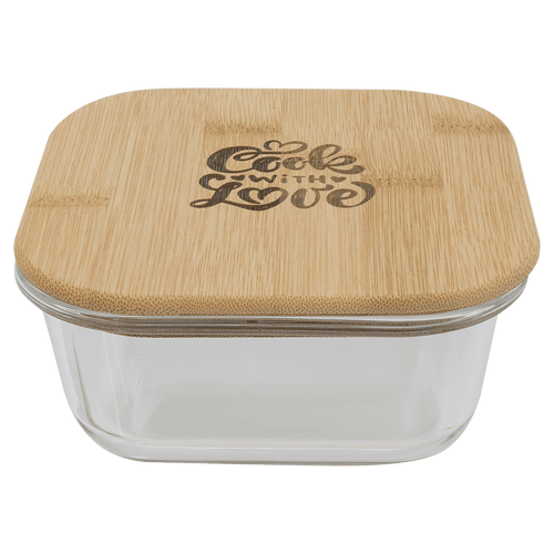 18 oz. Square Glass Container with Bamboo Lid