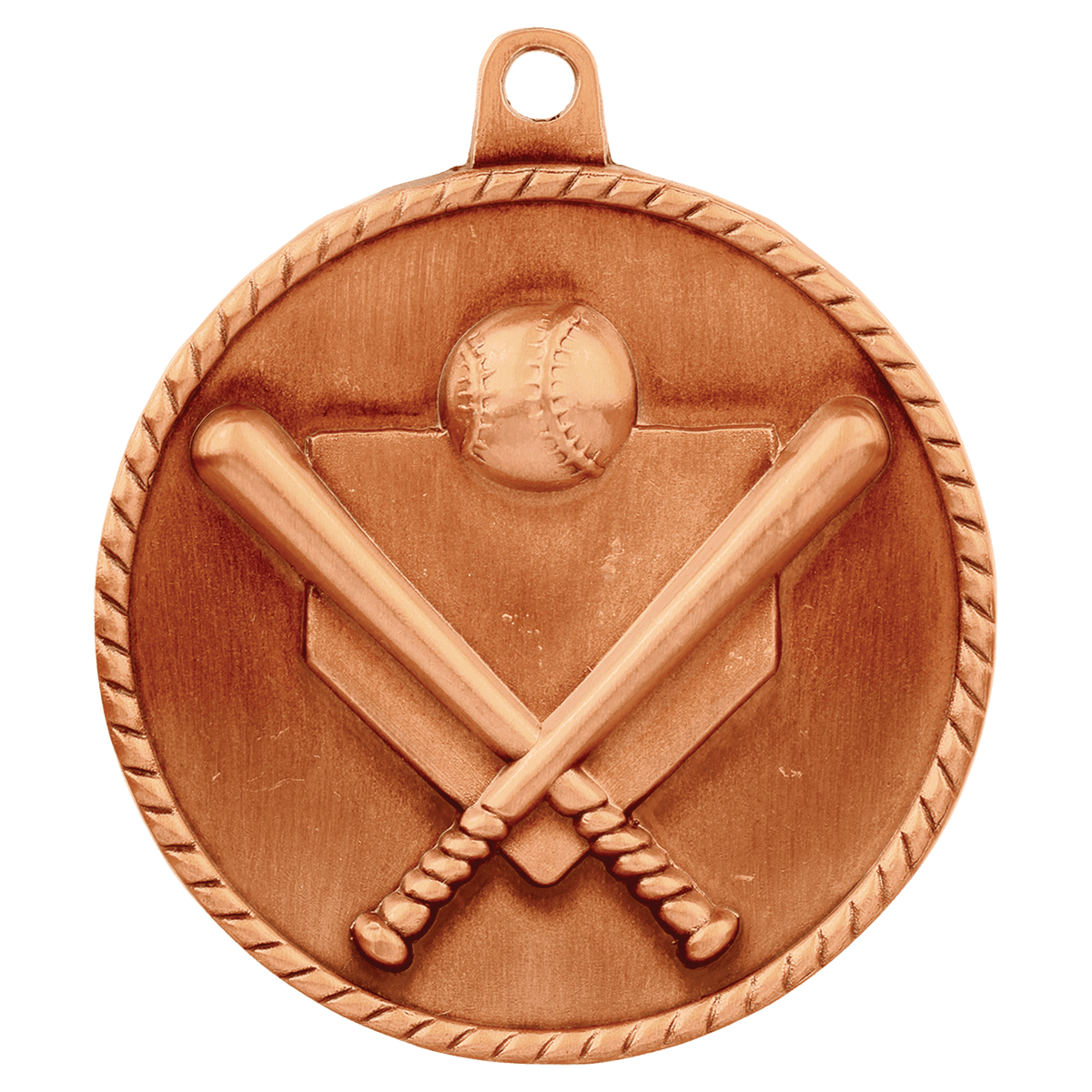 Antique Bronze 2" Baseball/Softball High Relief Medal