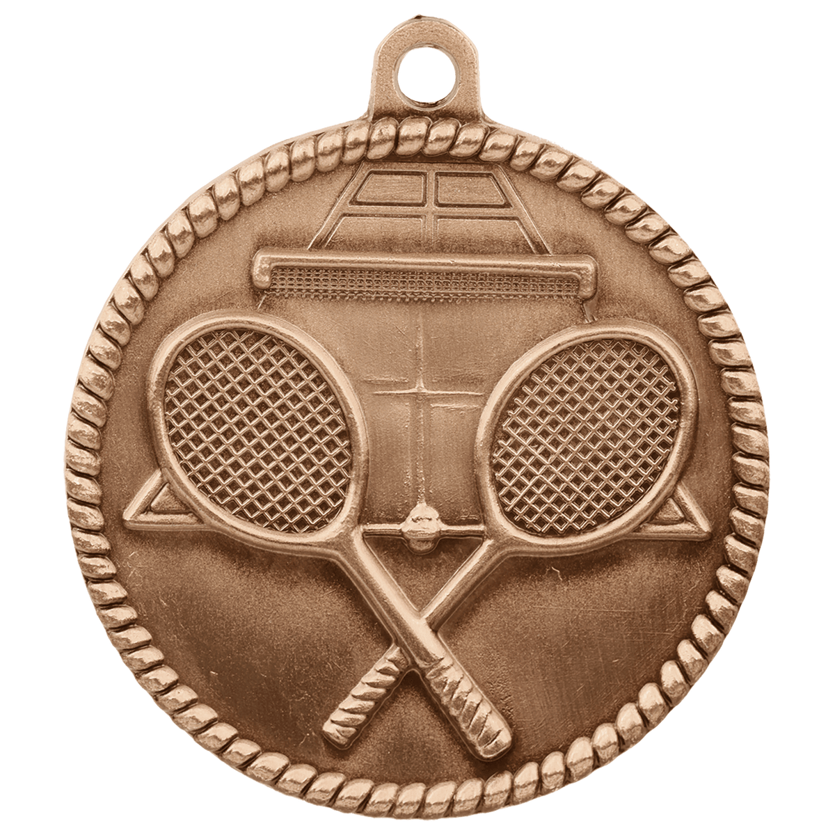 Antique Bronze 2" Tennis High Relief Medal