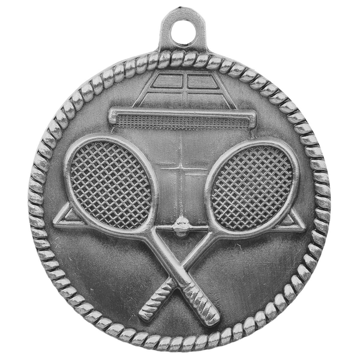 Antique Silver 2" Tennis High Relief Medal