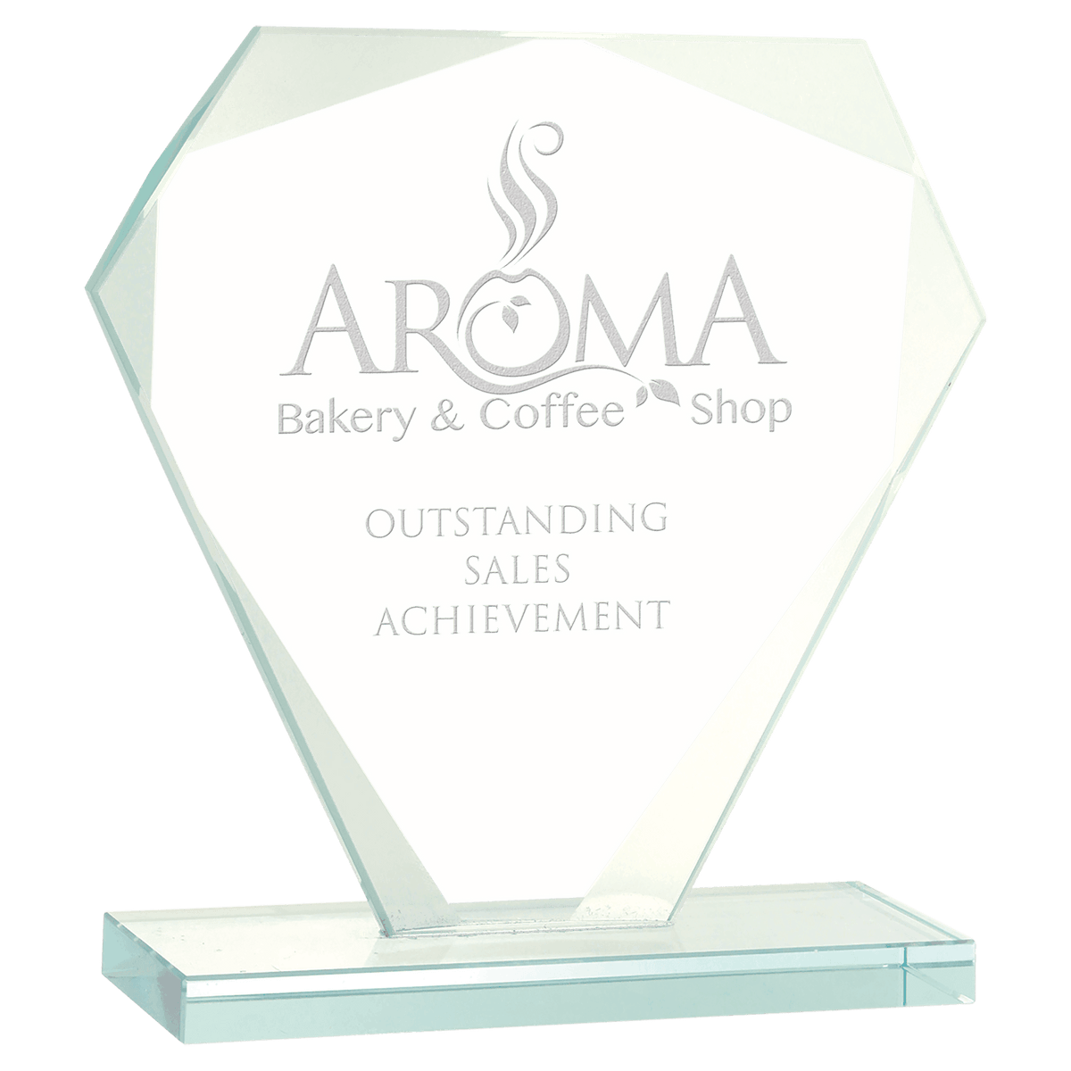 5 1/2" Cut Diamond Jade Glass Award