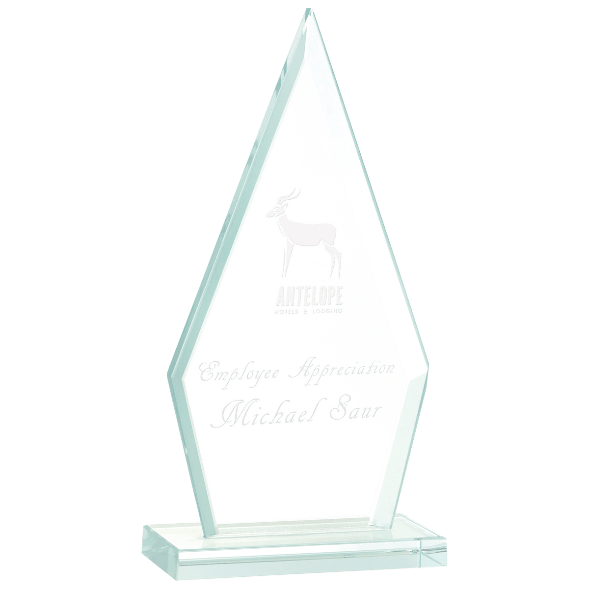 7 1/2" Triangle Jade Glass Award