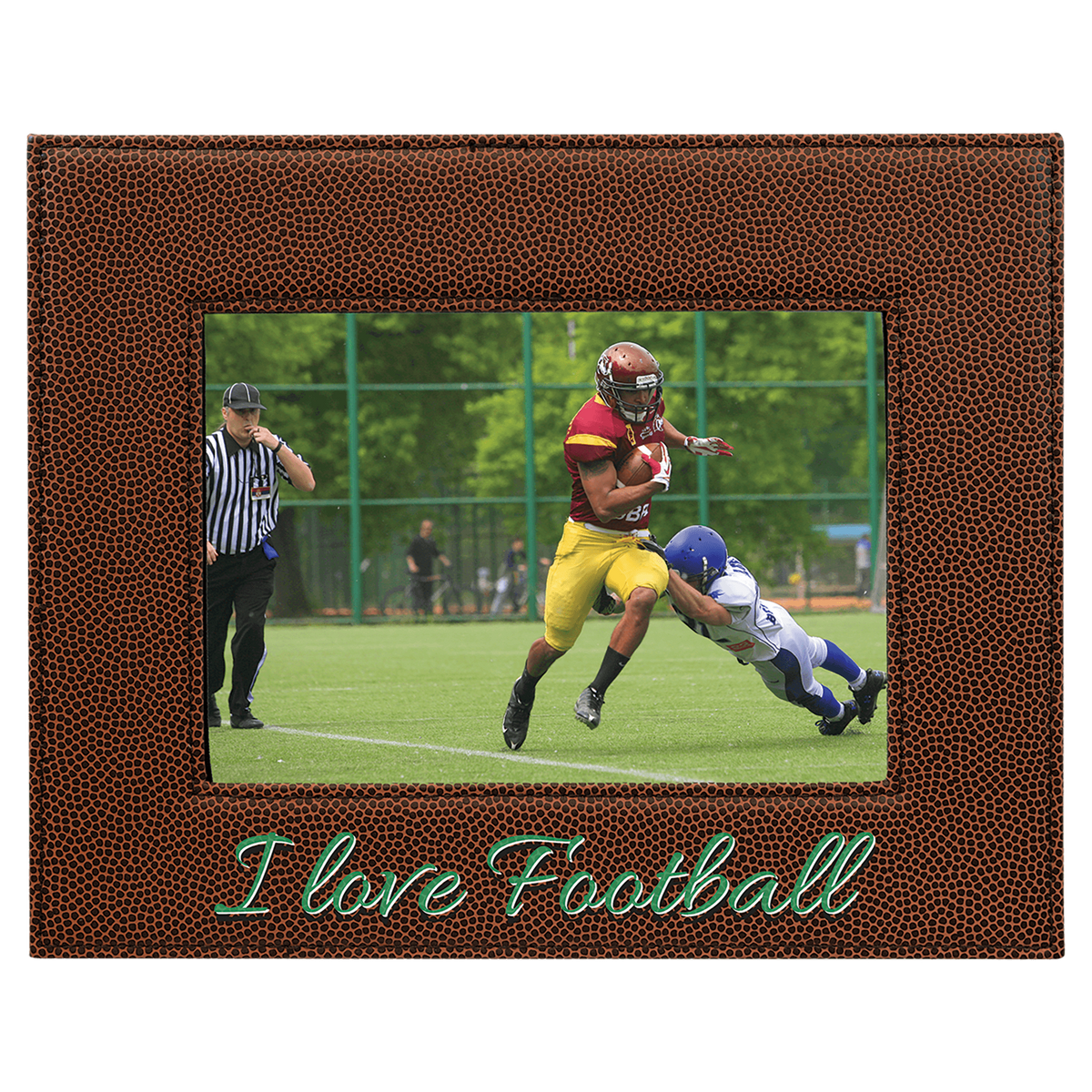 5" x 7" Football Laserable Leatherette Photo Frame