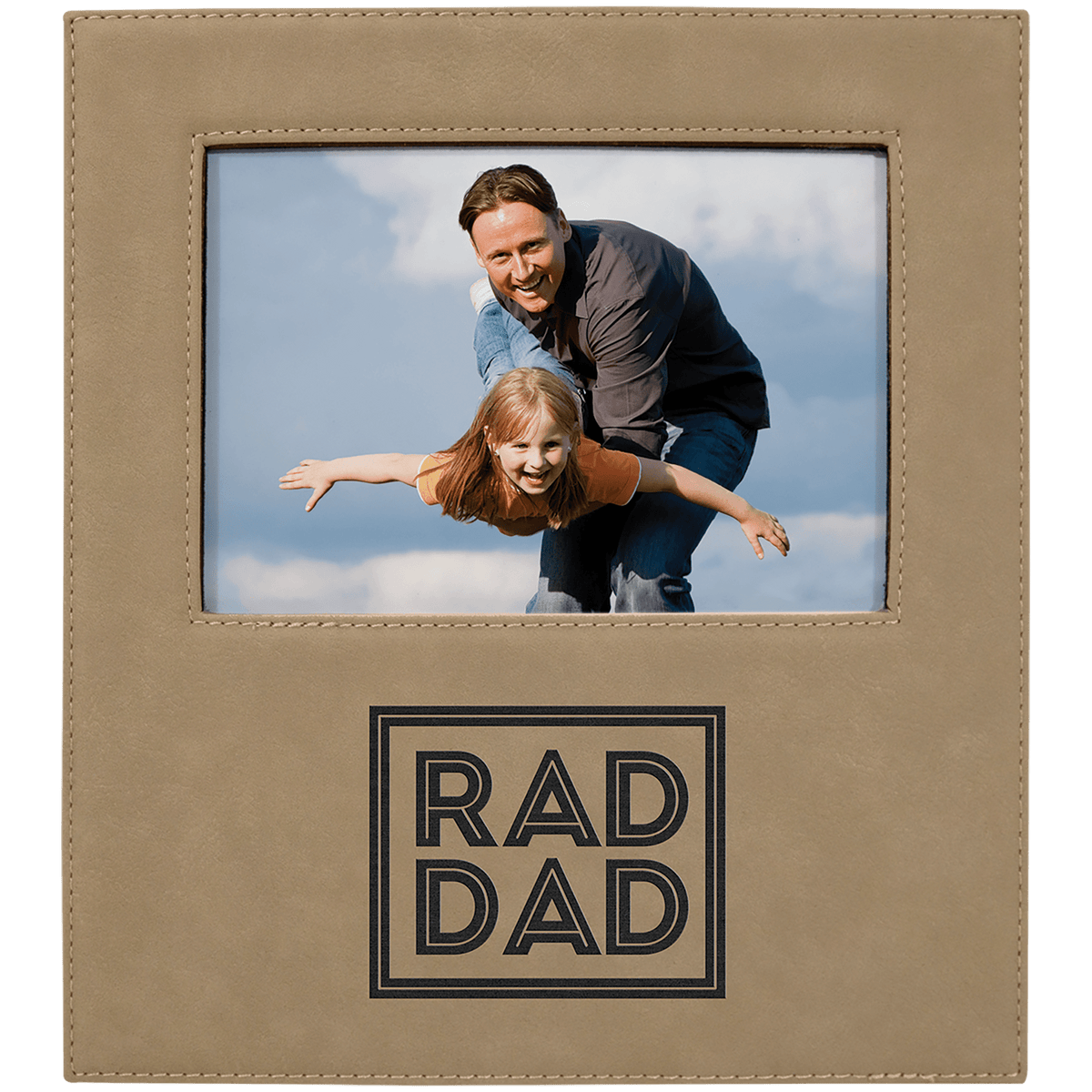 Light Brown 5" x 7" Leatherette Photo Frame with 4 1/4" x 8 7/8" Engraving Area