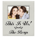 White 4" x 6" Leatherette Photo Frame with 4 1/4" x 7 7/8" Engraving Area