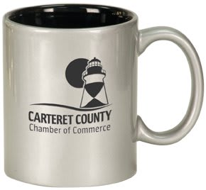 Silver/Black 11 oz. Ceramic Round LazerMug