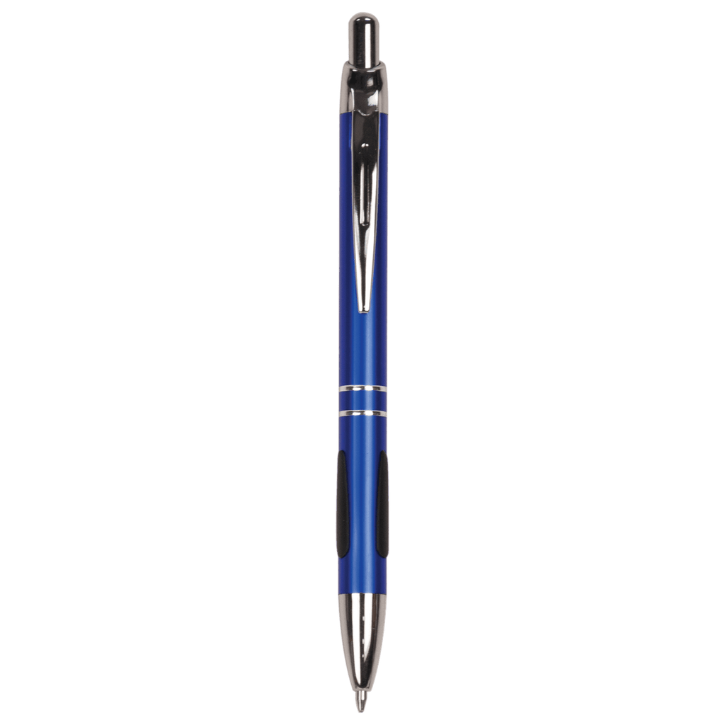 Blue with Silver Trim Laserable Pen with Gripper