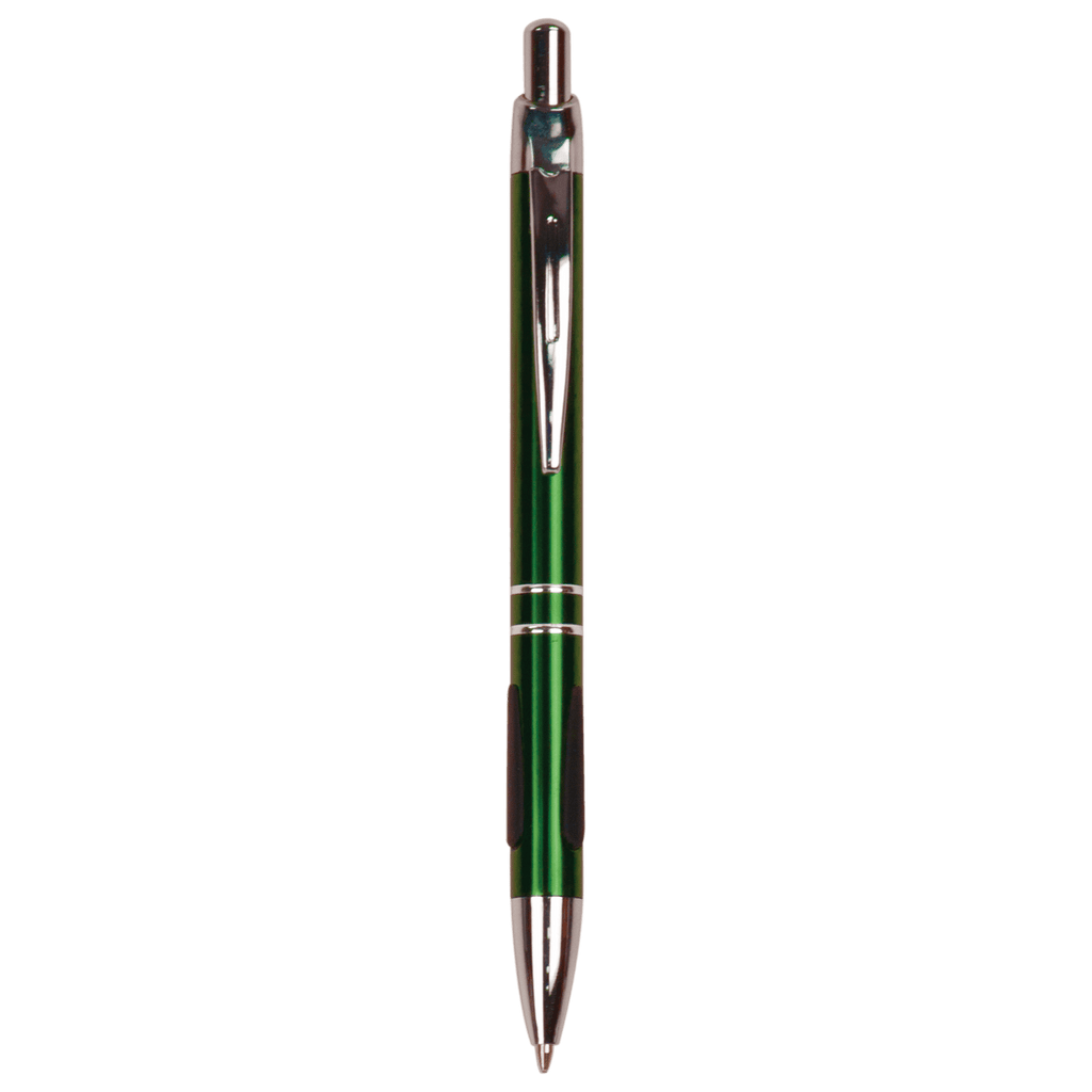 Green with Silver Trim Laserable Pen with Gripper