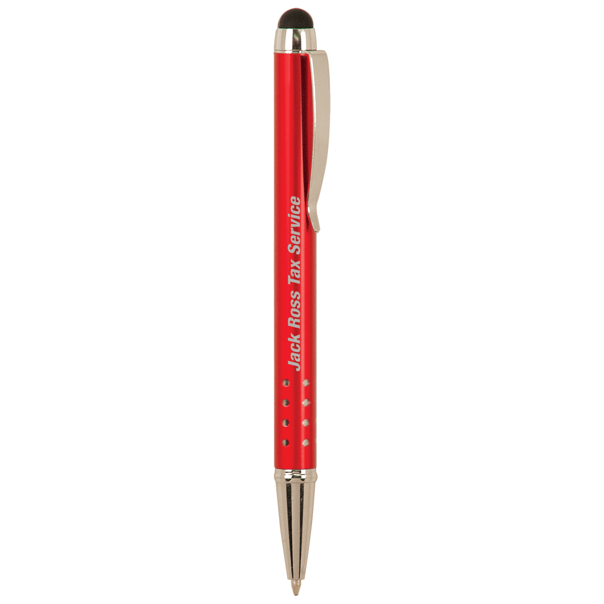 Red with Silver Trim Laserable Pen with Stylus