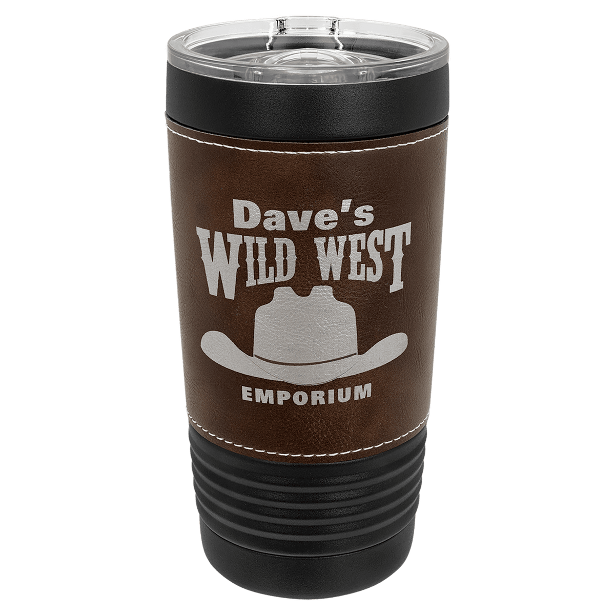 Black with Rustic Polar Camel 20 oz. Leatherette Tumbler with Slider Lid