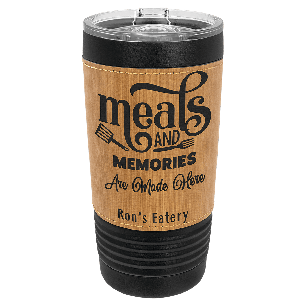 Black Bamboo Polar Camel 20 oz. Leatherette Tumbler with Slider Lid
