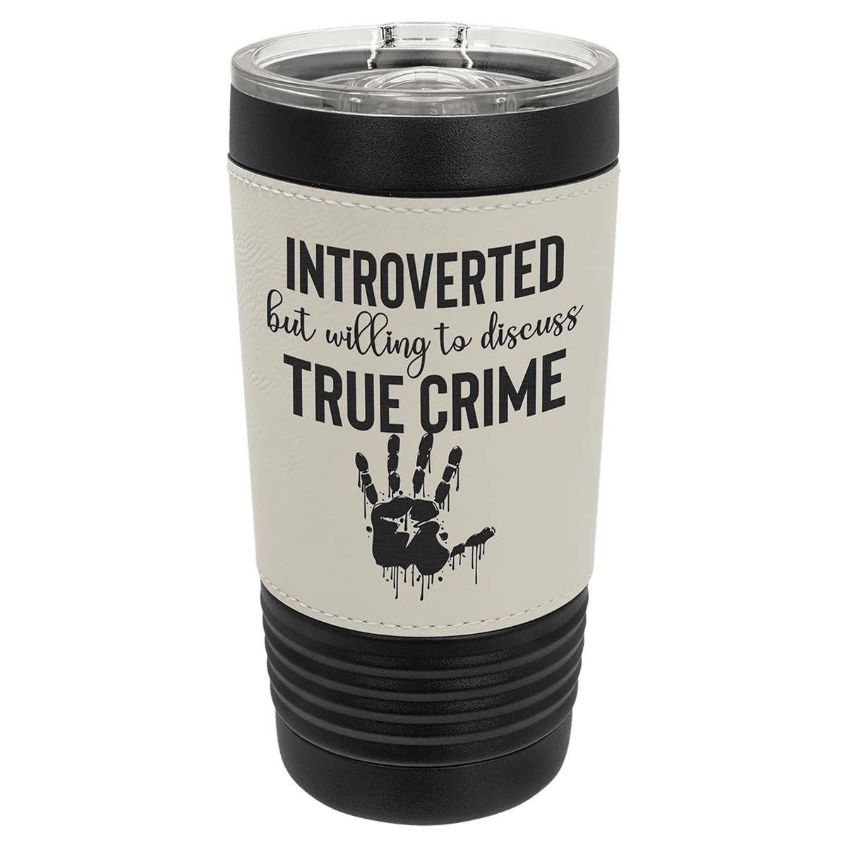 Black with White Polar Camel 20 oz. Leatherette Tumbler with Slider Lid