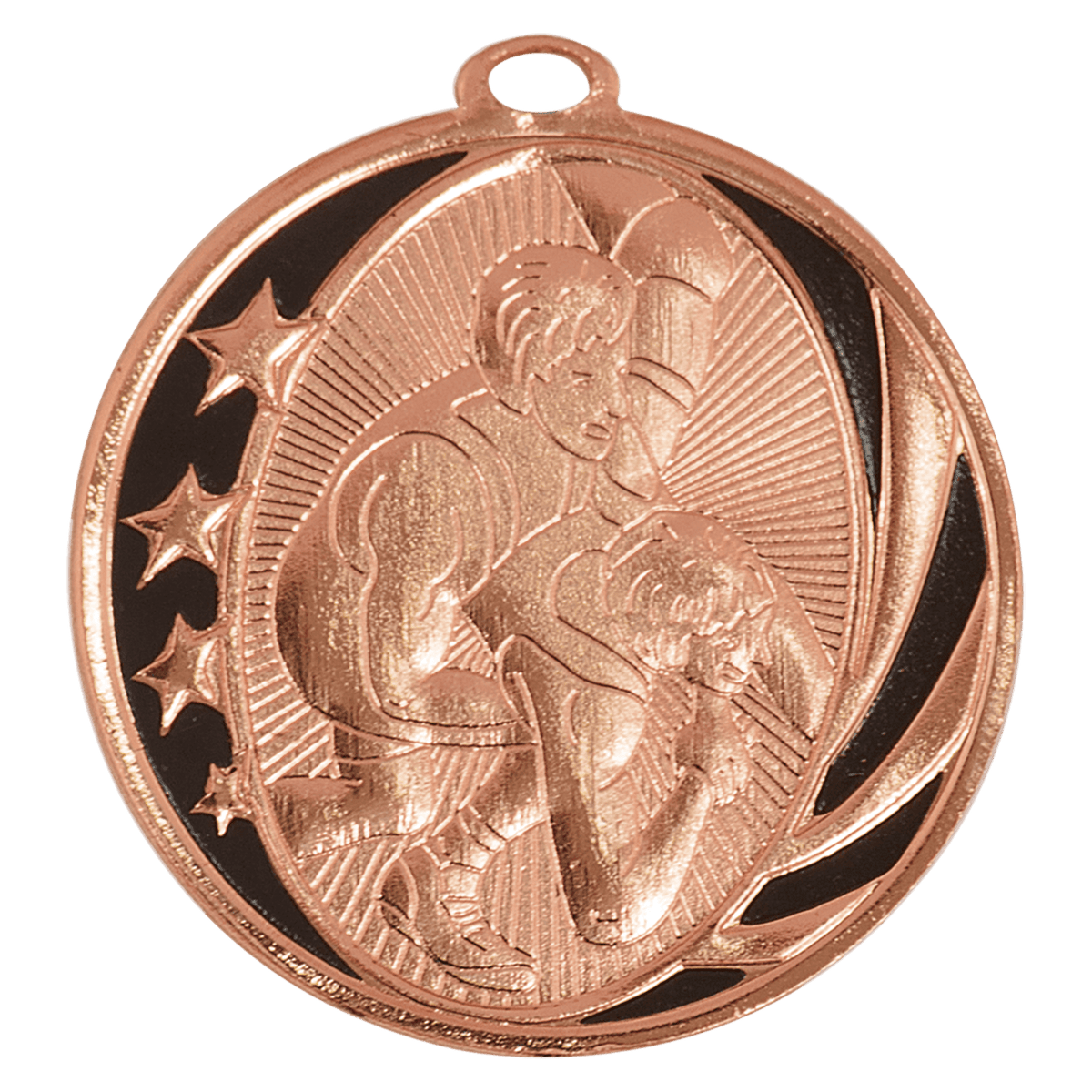 Bright Bronze 2" Wrestling Laserable MidNite Star Medal