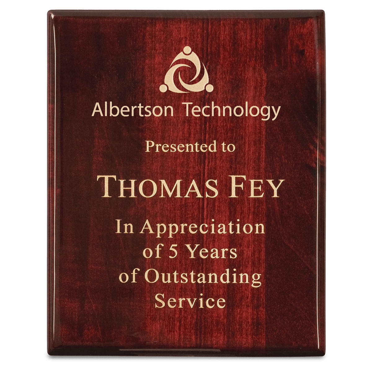 8" x 10" Premium Rosewood Piano Finish Plaque