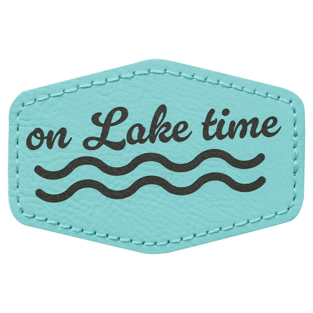 Teal 3" x 2" Hex Laserable Leatherette Patch with Adhesive