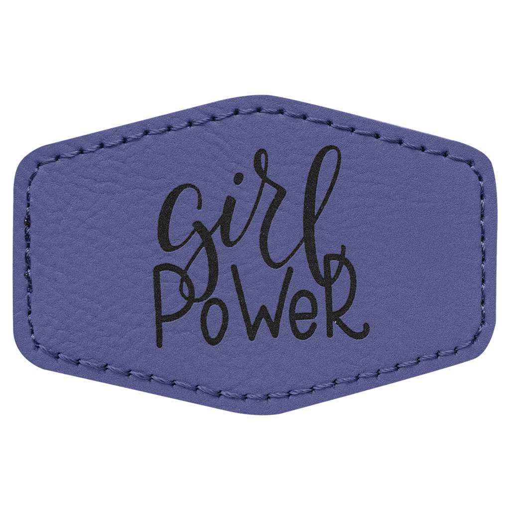 Purple 3" x 2" Hex Laserable Leatherette Patch with Adhesive