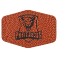 3" x 2" Hex Basketball Laserable Leatherette Patch with Adhesive