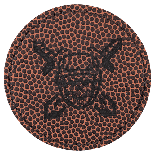 2 1/2" Round Football Laserable Leatherette Patch with Adhesive