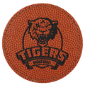 3" Round Basketball Laserable Leatherette Patch with Adhesive