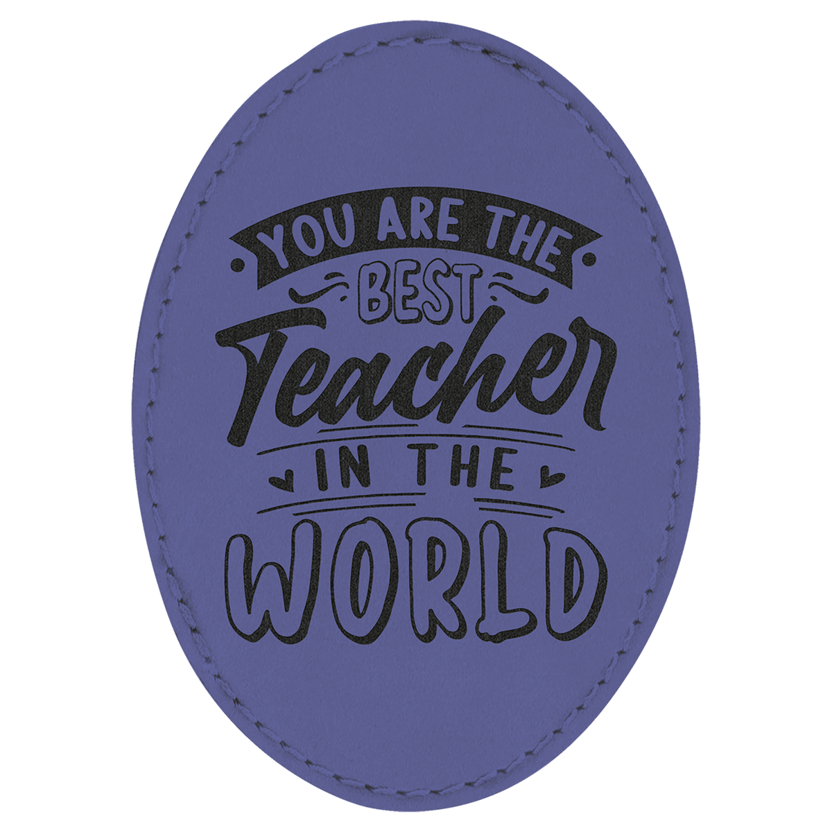Purple 3 1/2" x 2 1/2" Laserable Leatherette Oval Patch with Adhesive