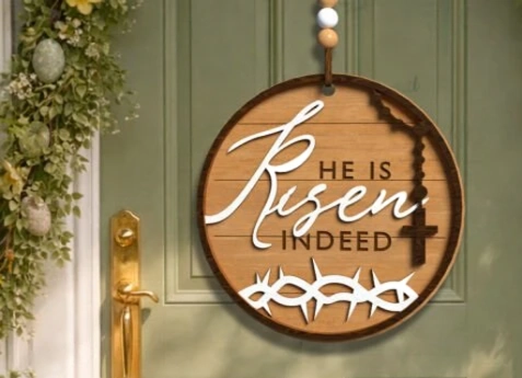 Personalized Easter Round Door Sign - Custom 3D Wooden Spring Welcome Decor