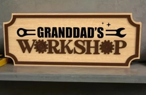 Personalized Wooden Granddad's Workshop Sign - Custom 3D Layered Garage & Man Cave Decor