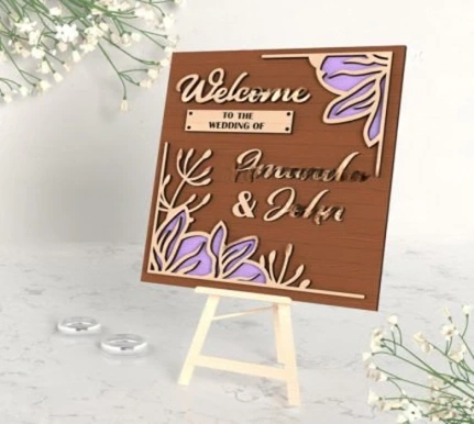 Personalized Wedding Welcome Sign - Custom 3D Layered Wood Reception Decor