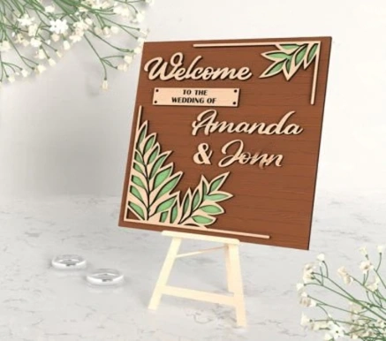 Personalized Wedding Welcome Sign - Custom 3D Layered Wood Reception Decor