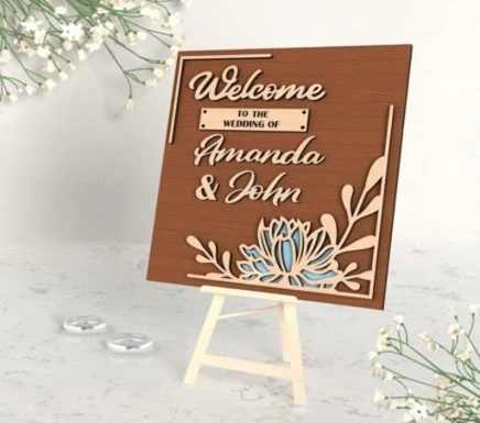 Personalized Wedding Welcome Sign - Custom 3D Layered Wood Reception Decor