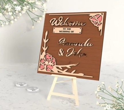 Personalized Wedding Welcome Sign - Custom 3D Layered Wood Reception Decor