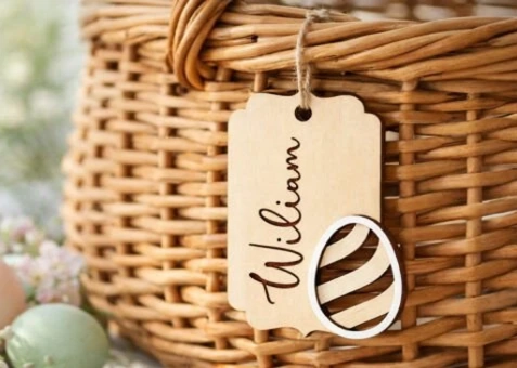 Personalized 3D Wooden Easter Tags - Custom Name Labels for Easter Baskets & Gifts