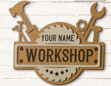 Personalized Wooden Workshop & Garage Sign - Custom 3D Layered Mechanic Wall Decor