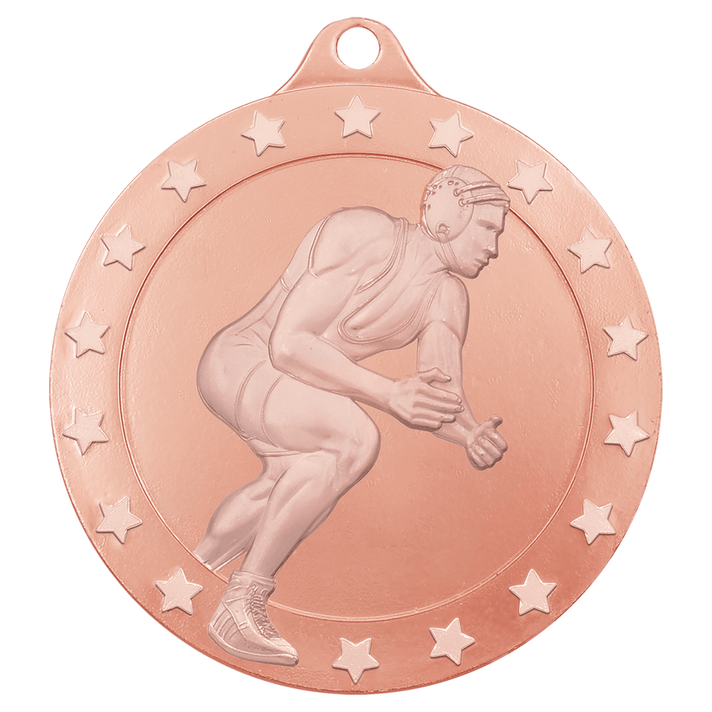 2 3/4" Radiance Male Wrestling Medal - Bronze