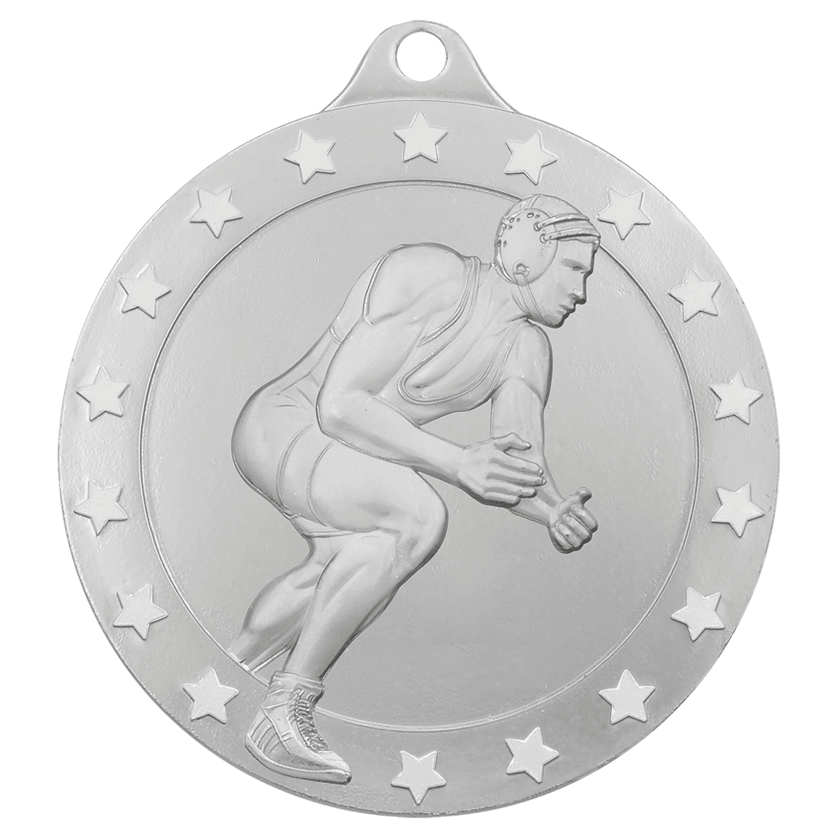 2 3/4" Radiance Male Wrestling Medal - Silver