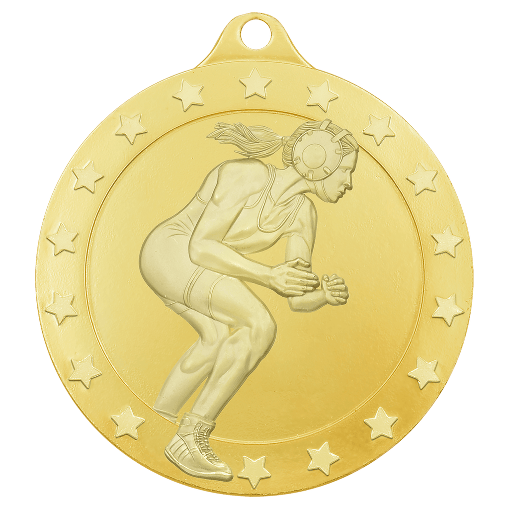 2 3/4" Radiance Female Wrestling Medal - Gold