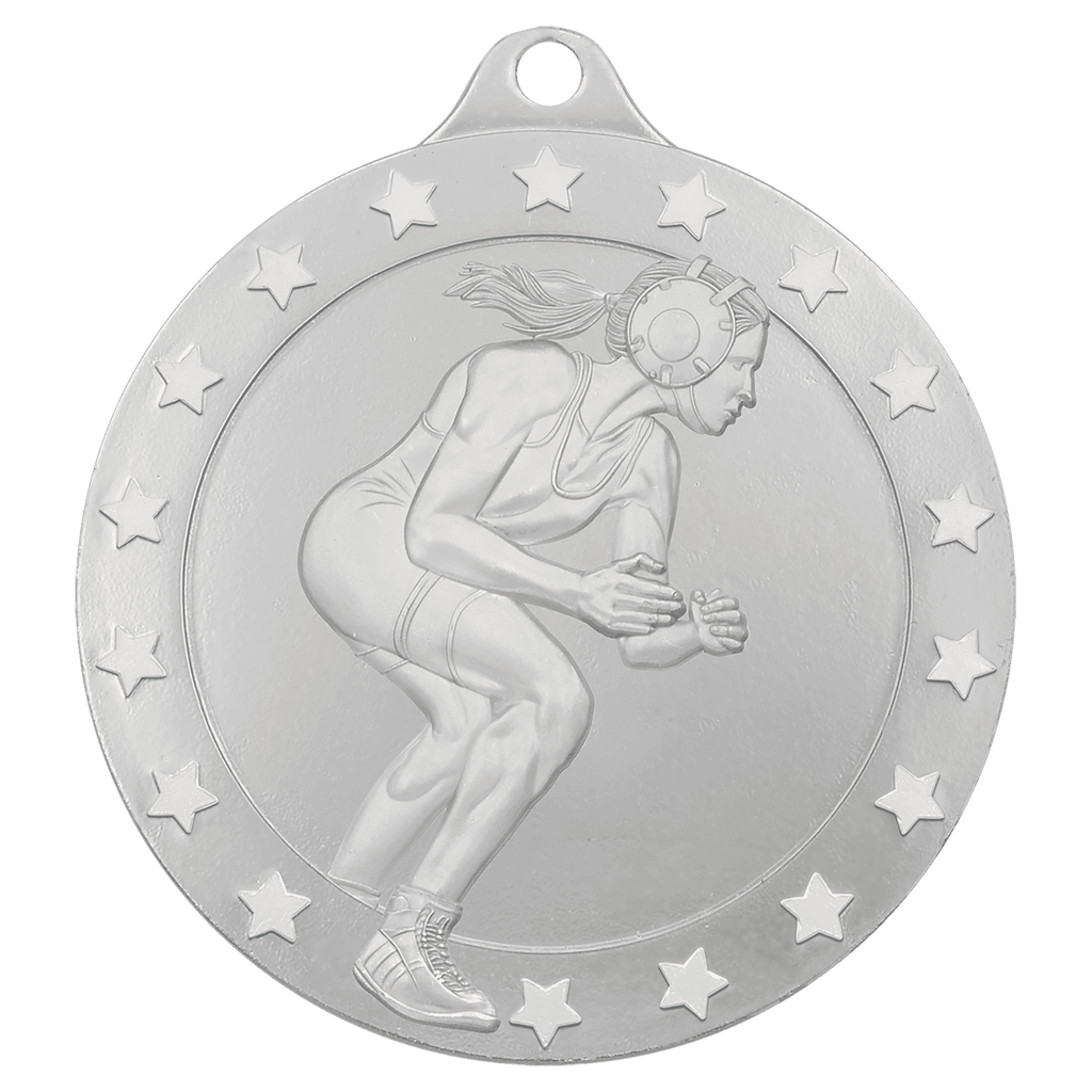 2 3/4" Radiance Female Wrestling Medal - Silver