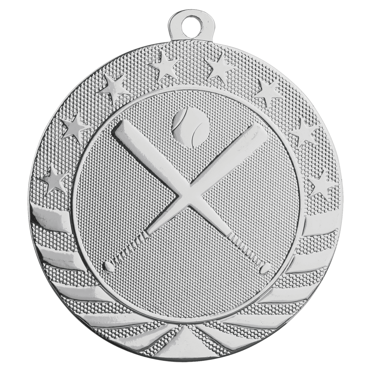 Bright Silver 2 3/4" Baseball/Softball Starbrite Medal