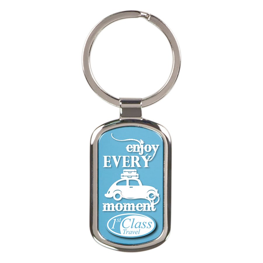 1 3/16" x 1 15/16" Rectangle Keychain with White DynaSub Insert