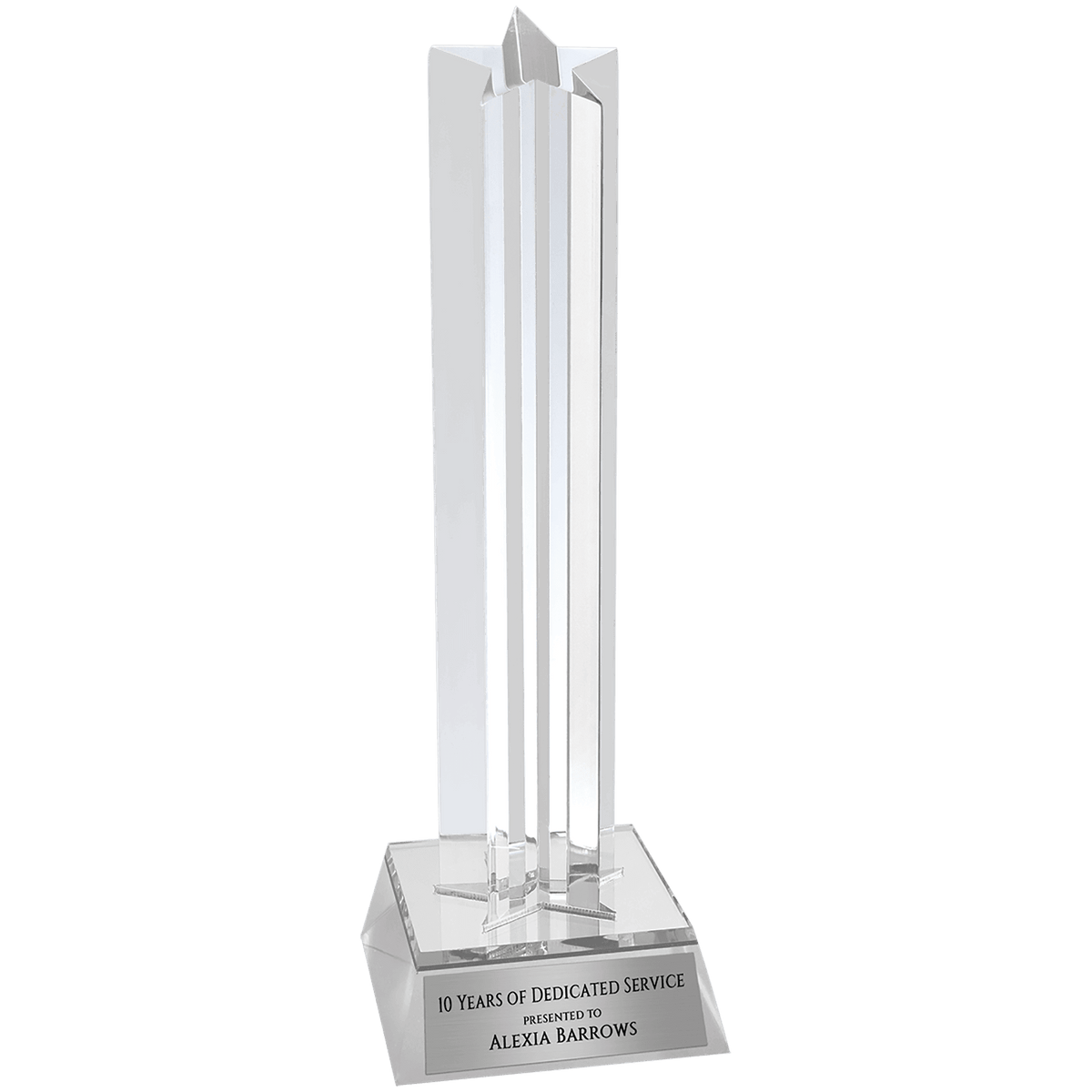 8 1/2" Silver Star Column Acrylic with Silver Base