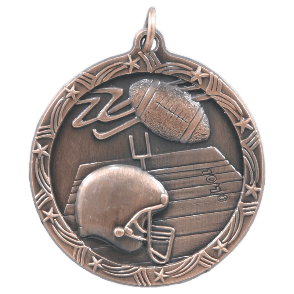 Antique Bronze 1 3/4" Football Shooting Star Medal