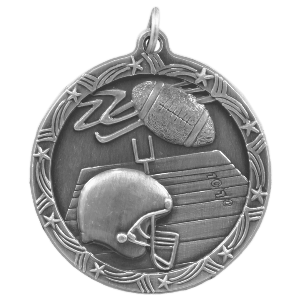 Antique Silver 1 3/4" Football Shooting Star Medal