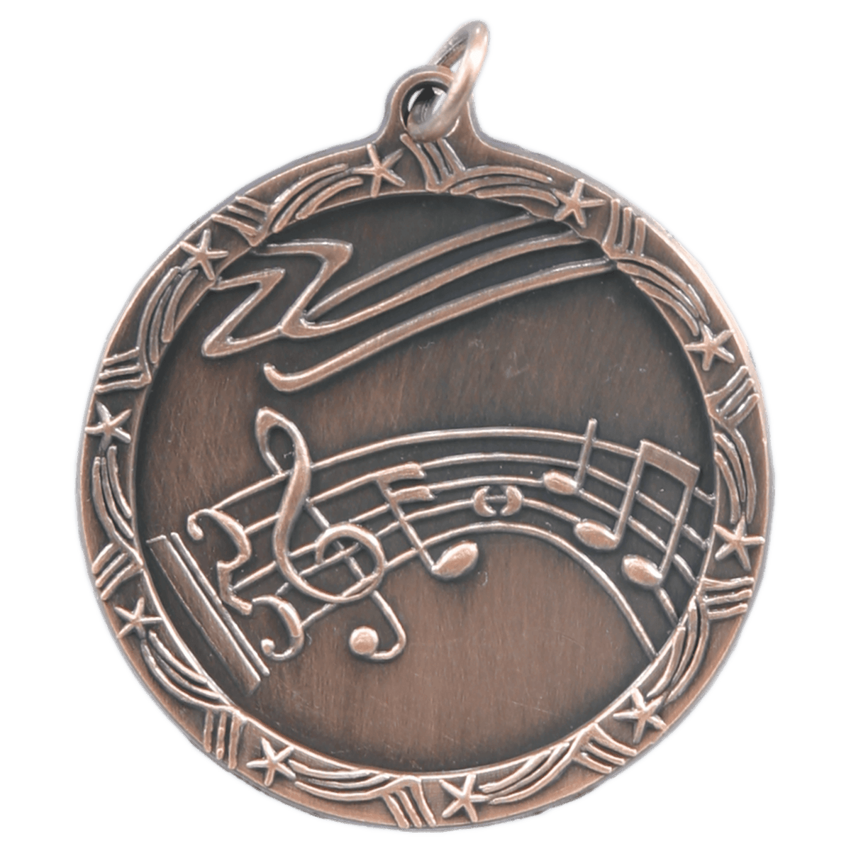 Antique Bronze 1 3/4" Music Shooting Star Medal