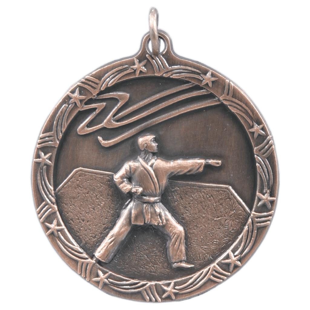 Antique Bronze 1 3/4" Martial Arts Shooting Star Medal