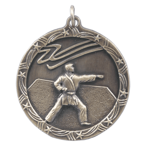 Antique Gold 1 3/4" Martial Arts Shooting Star Medal