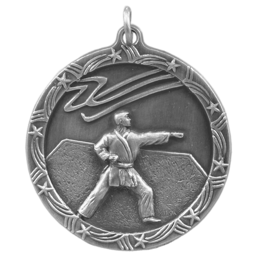 Antique Silver 1 3/4" Martial Arts Shooting Star Medal