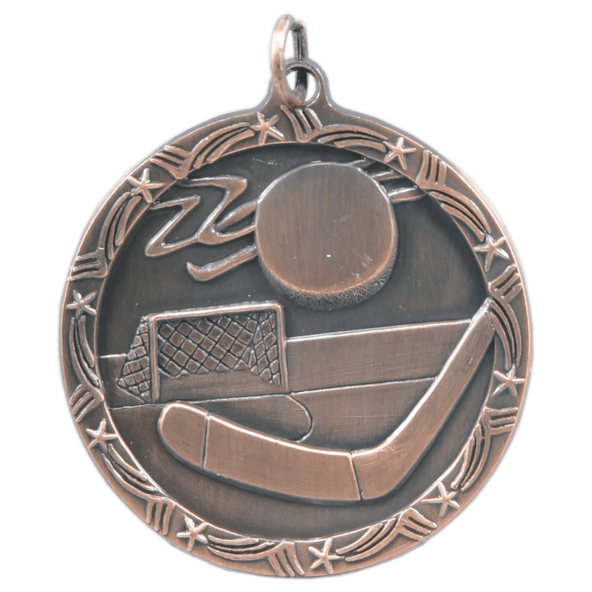 Antique Bronze 1 3/4" Hockey Shooting Star Medal