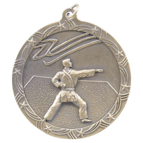 Antique Gold 2 1/2" Martial Arts Shooting Star Medal