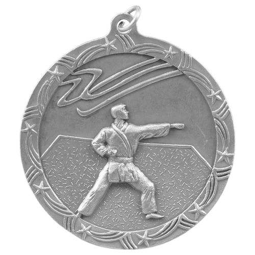 Antique Silver 2 1/2" Martial Arts Shooting Star Medal