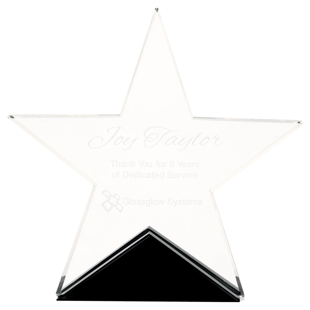 5 3/4" x 5 1/2" Clear Glass Star on Black Base