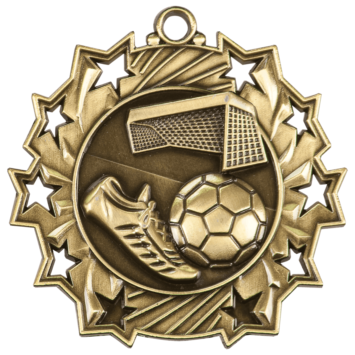 Antique Gold 2 1/4" Soccer Ten Star Medal